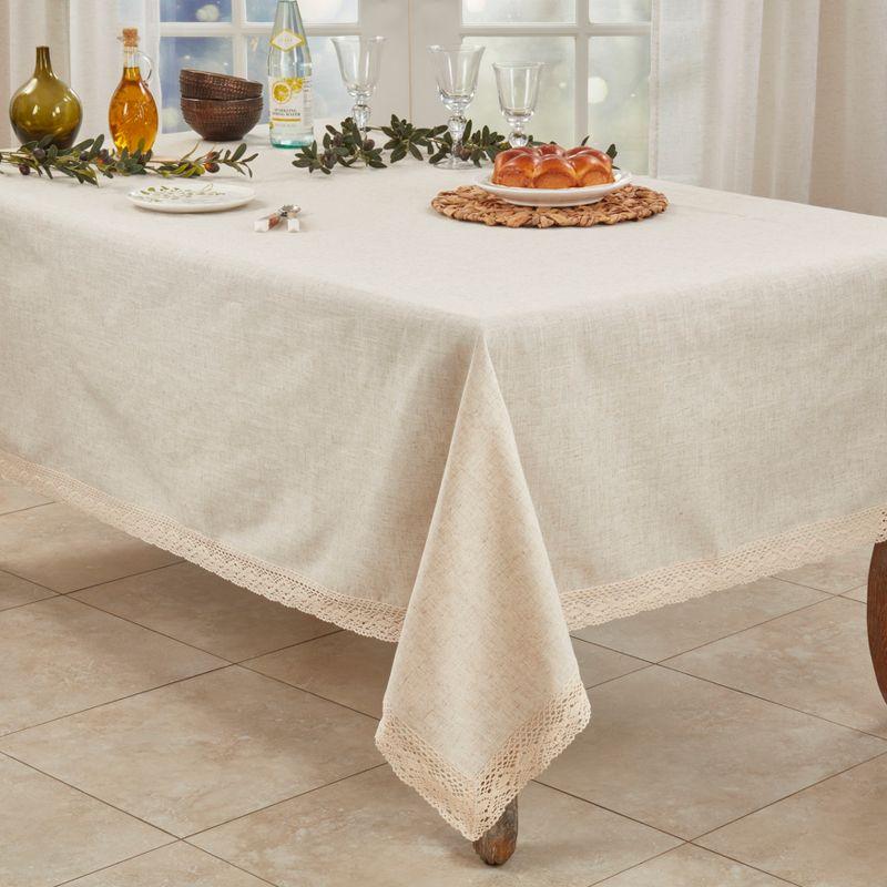 Saro Lifestyle Lace Border Design Tablecloth, Natural, 70" x 180"
