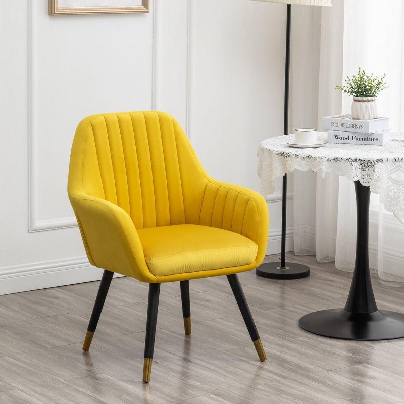 Roundhill Furniture Tuchico Contemporary Velvet Upholstered Accent Chair, Yellow