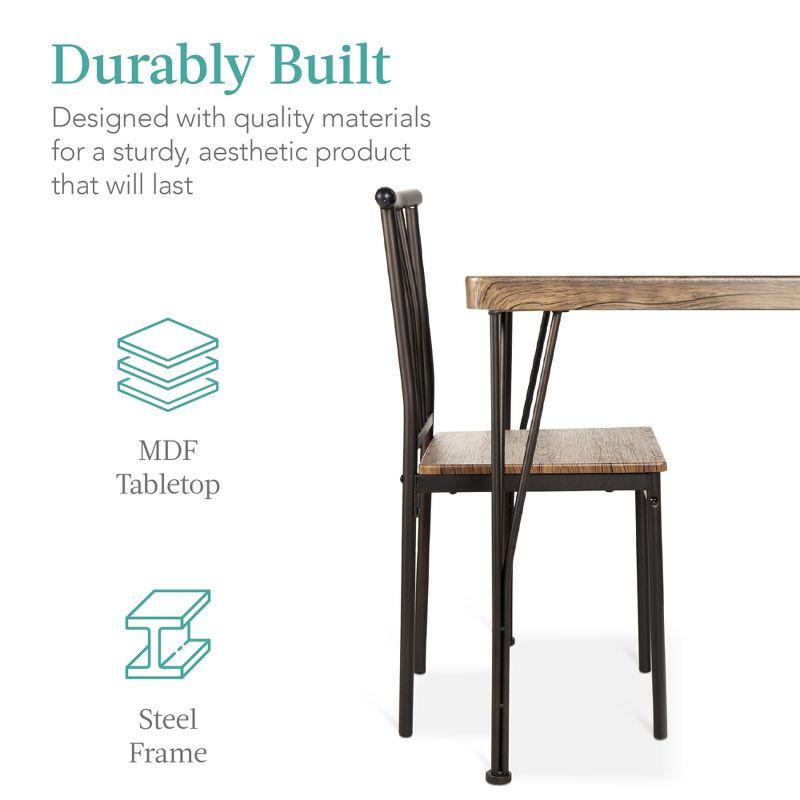 Best Choice Products 5-Piece Indoor Modern Metal Wood Rectangular Dining Table Furniture Set w/ 4 Chairs - Drift Brown