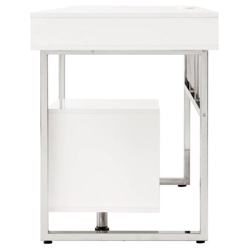 Contemporary White High Gloss Home Office Desk with 4 Drawers