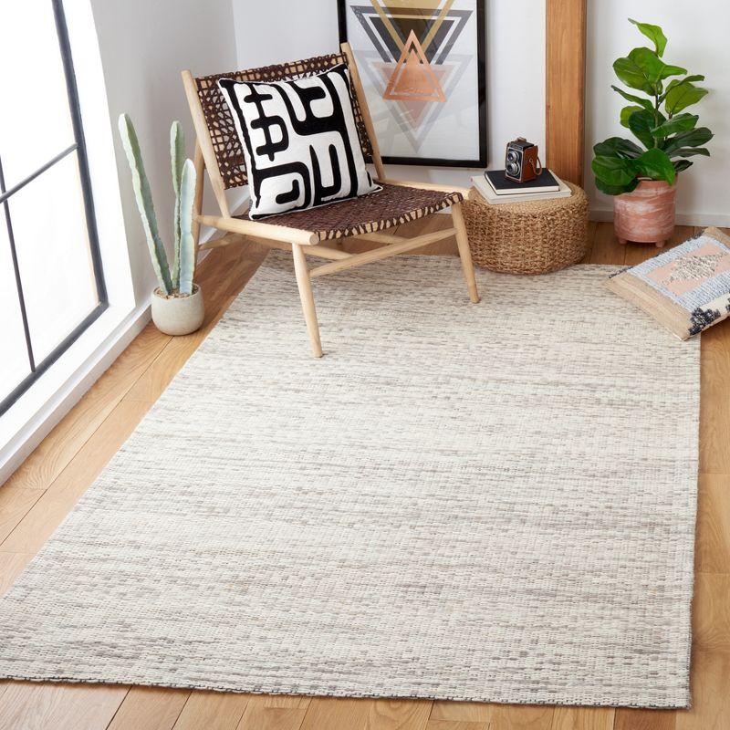 Handwoven Elegance Gray Geometric Wool Area Rug - 5' x 8'