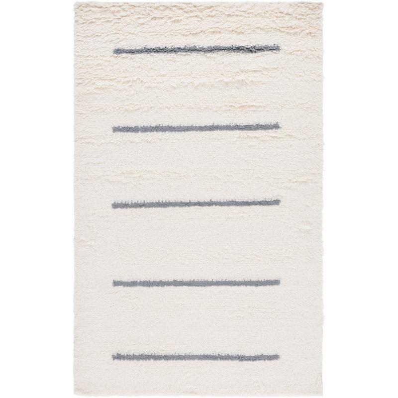 Kenya Hand-Knotted Gray and Ivory Wool Area Rug