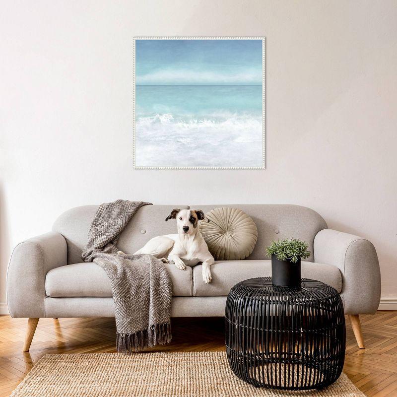 Tranquil Ocean Waves Beach II White Framed Canvas Print