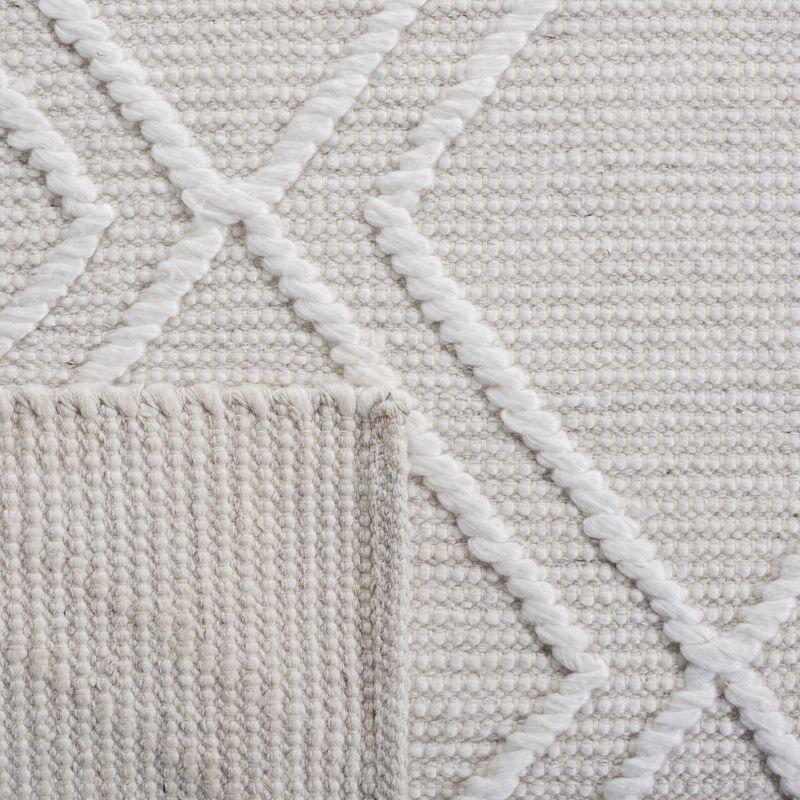 Light Grey and Ivory Square Flatweave Wool Rug