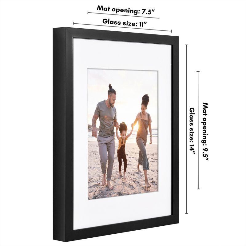 Americanflat 11x14 Gallery-Style Picture Frame with Mat to Secure Artwork, Prints, and Photos - Black