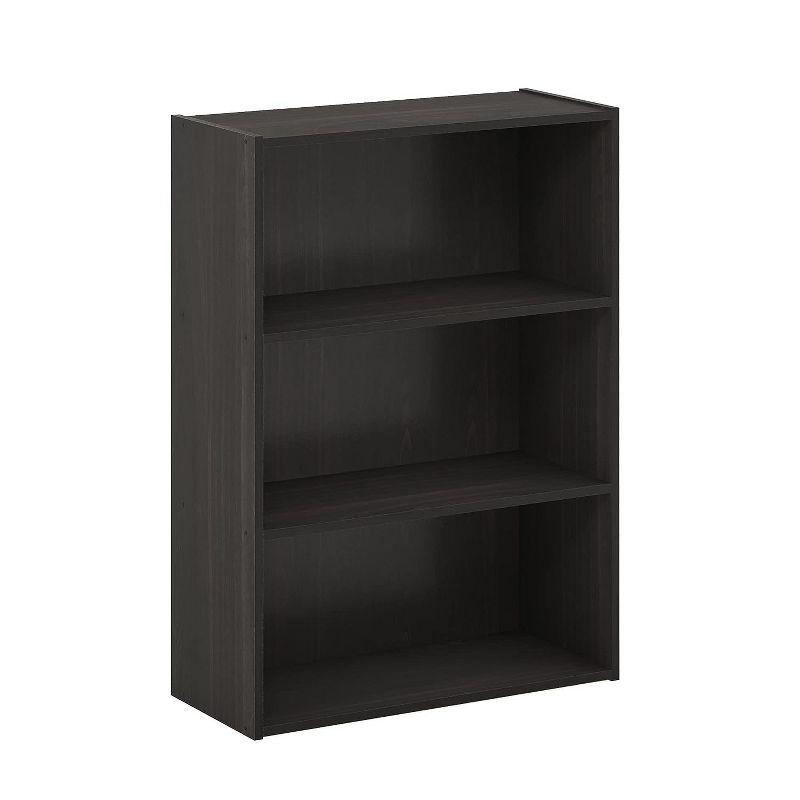 Espresso 3-Tier Wood Open Bookshelf