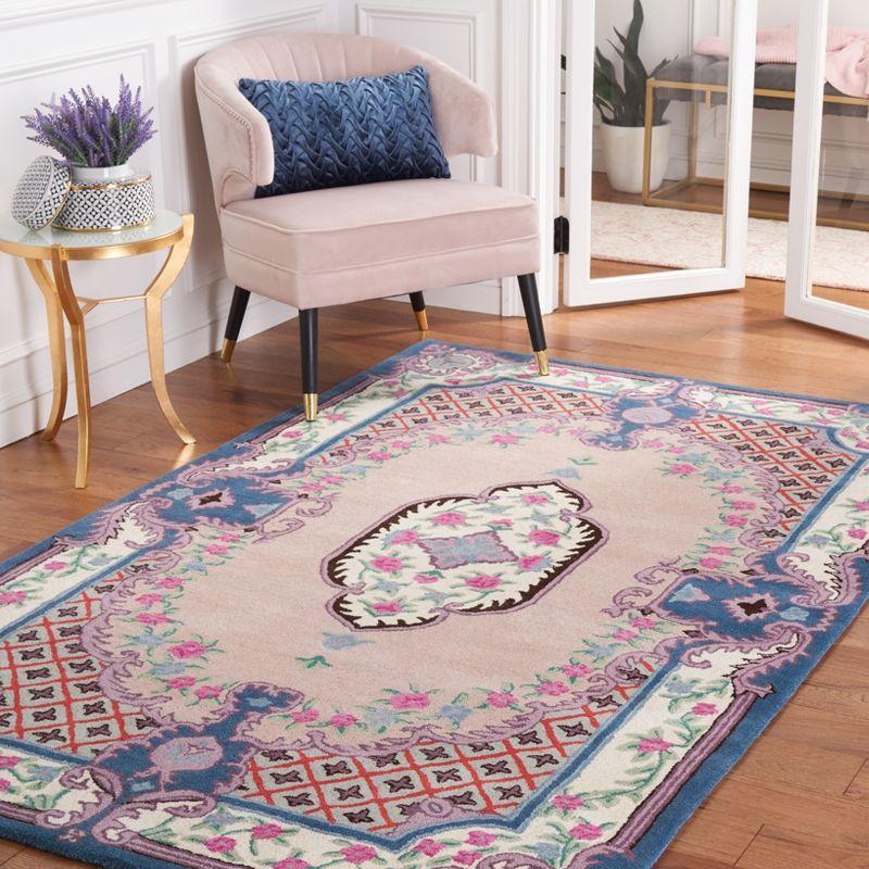 Lark Manor™ Luxembourg Floral Handmade Tufted Wool Pink/Ivory Area Rug