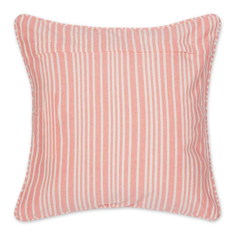 Design Imports 2pc 18"x18" Coral Chambray Striped Recycled Cotton Square Throw Cover: Indoor Faux Linen, Hidden Zipper