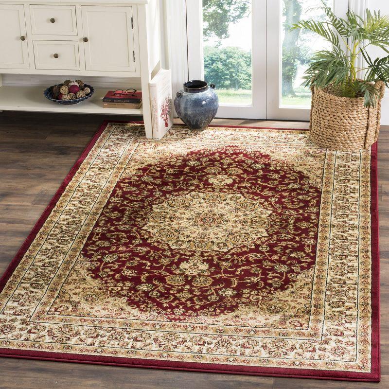 Red and Ivory Safavid Style Floral 4' x 6' Area Rug