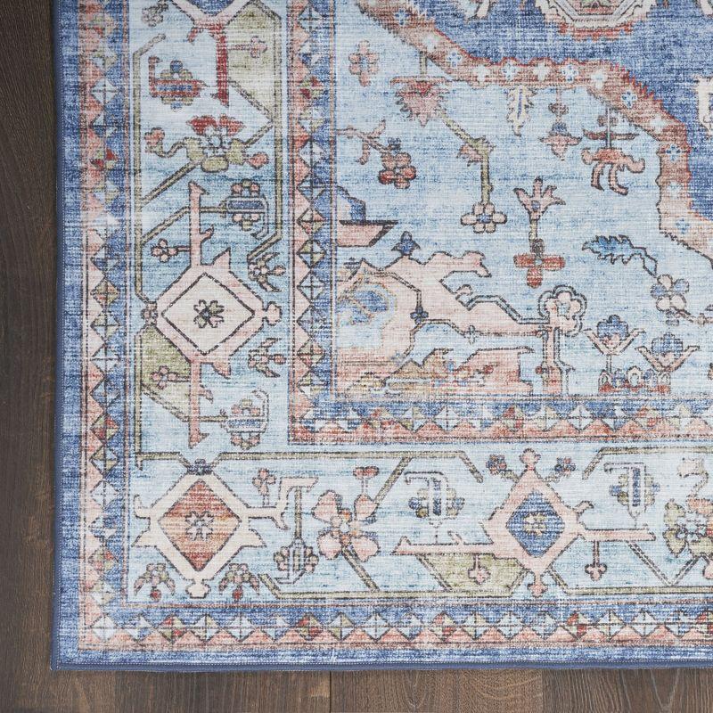 Nourison Fulton Bordered Medallion Non-Slip Flatwoven Indoor Rug Blue 2'3" x 7'6"