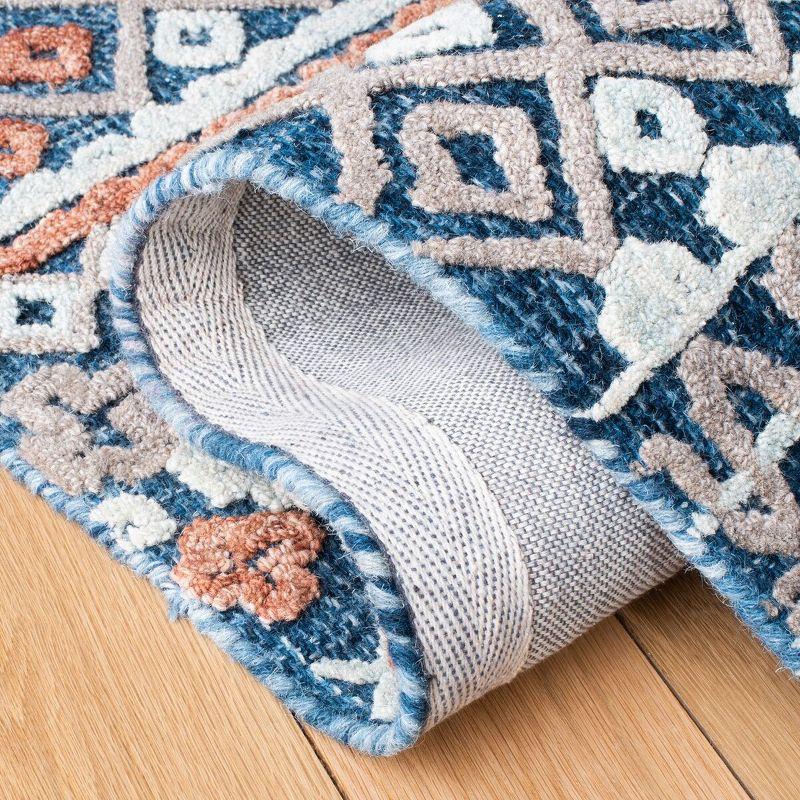 Aspen Blue and Orange Geometric Wool Area Rug