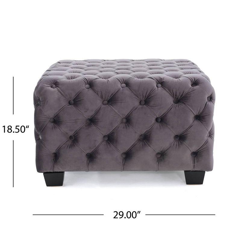 Jaymee New Velvet Ottoman - Gray - Christopher Knight Home