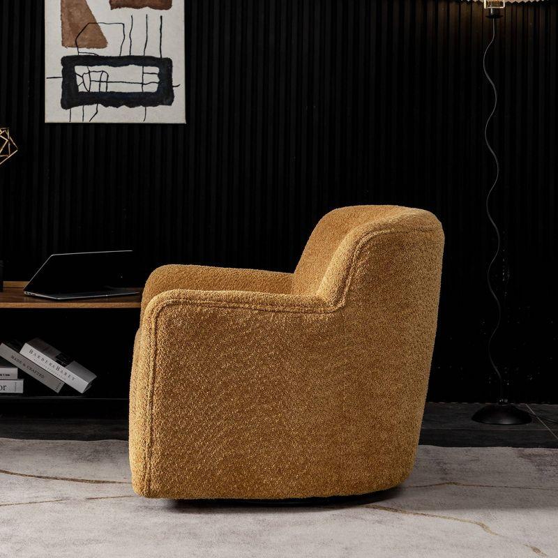 32" Wide Upholstered Swivel Armchair Camel - Kinwell: No Assembly, Pine Frame, Polyester