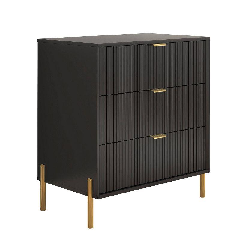 Festivo 2pc Modern Elegance 3 Drawer Nightstands Side Table Set Black