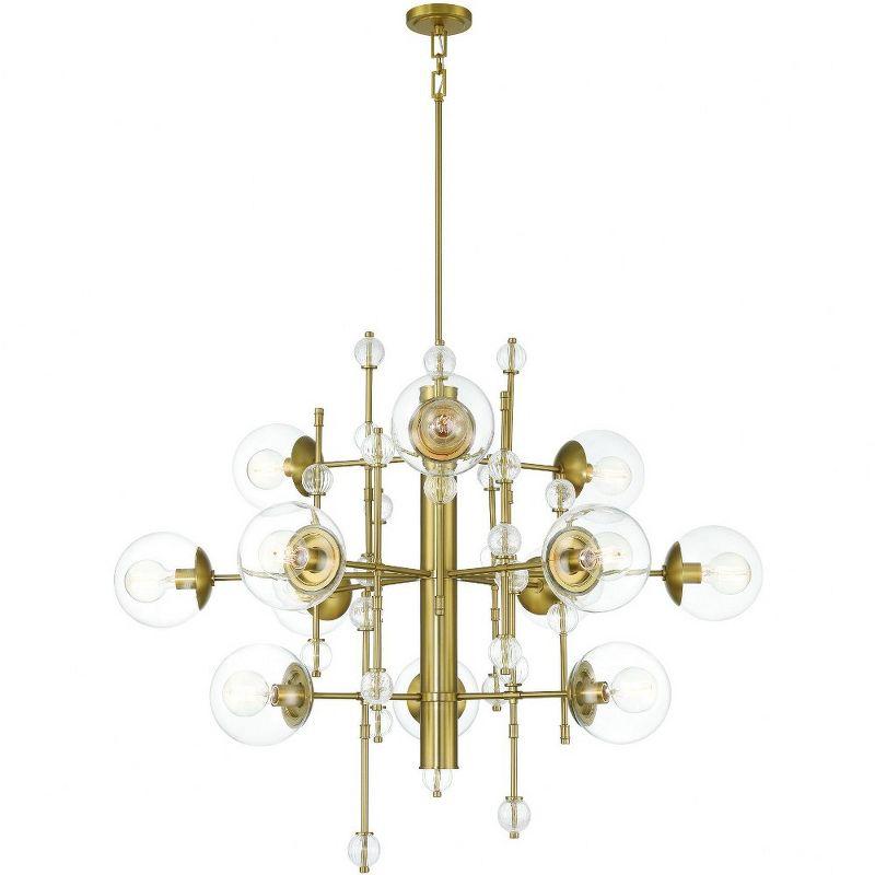 Gold Beaded 12-Light Chandelier with Clear Glass Shades