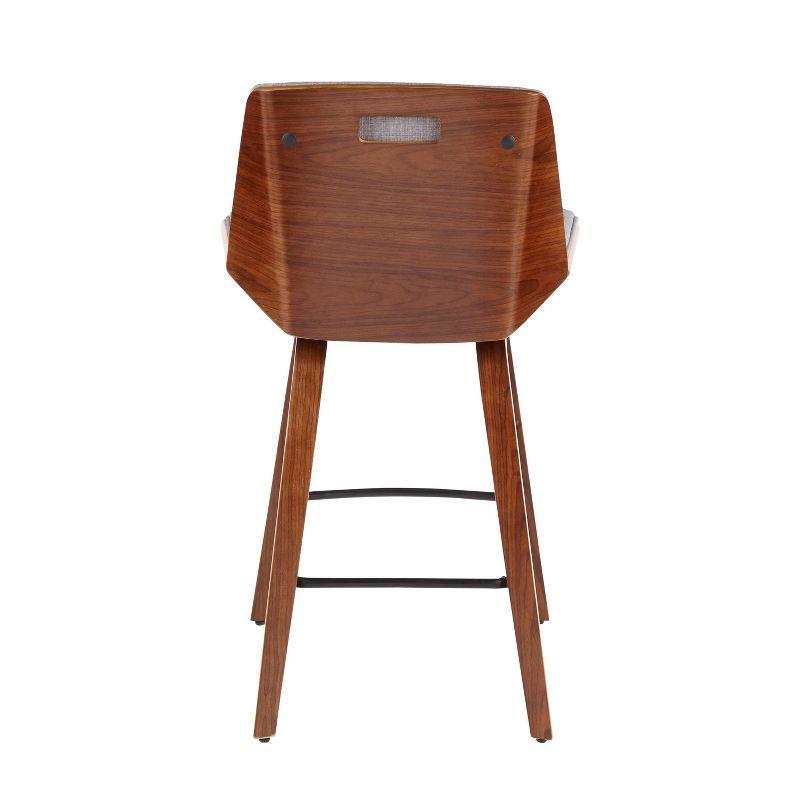 Corazza Mid Century Modern Counter Height Barstool Light Gray - LumiSource: Upholstered Seat, Wood Legs