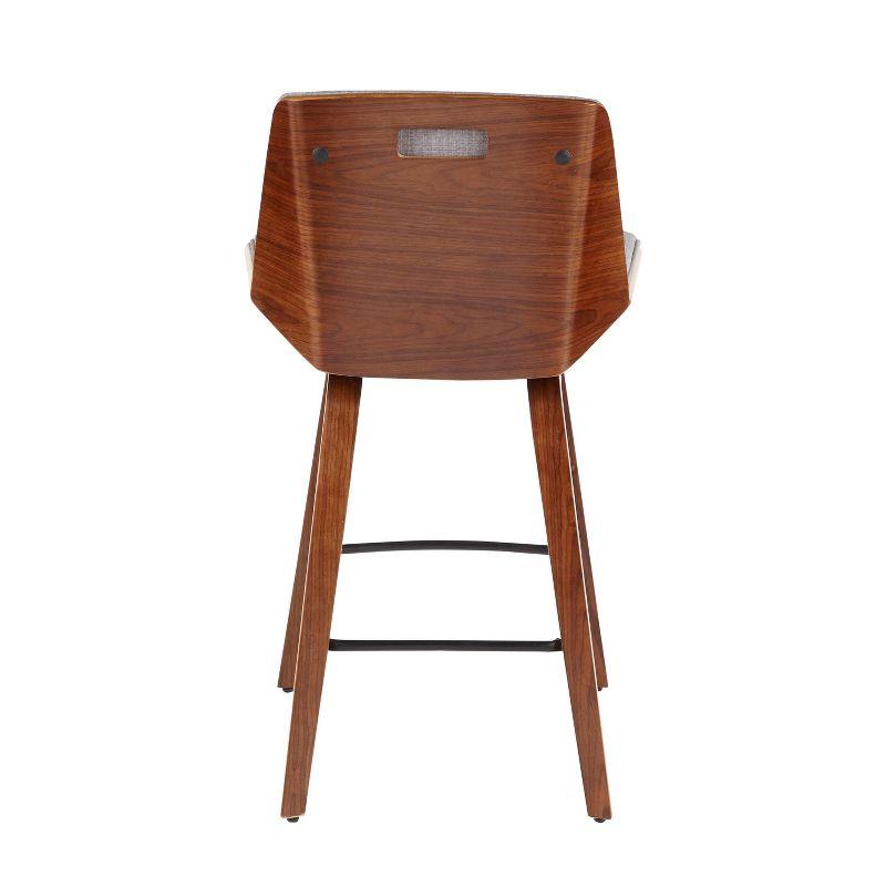 Chic Corazza 20.75" Walnut and Light Grey Mid-Century Modern Counter Stool