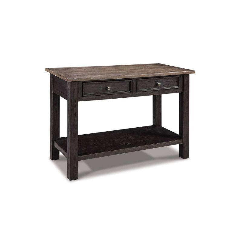 Tyler Creek Sofa/Console Table Grayish Brown/Black - Signature Design by Ashley: Mid-Century Modern with Open Shelf, Storage Drawer