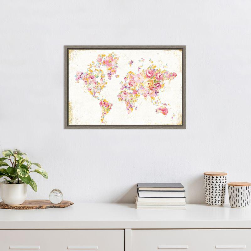 Amanti Art Midsummer World Map by Danhui Nai Canvas Wall Art Print Framed 23-in. x 16-in.