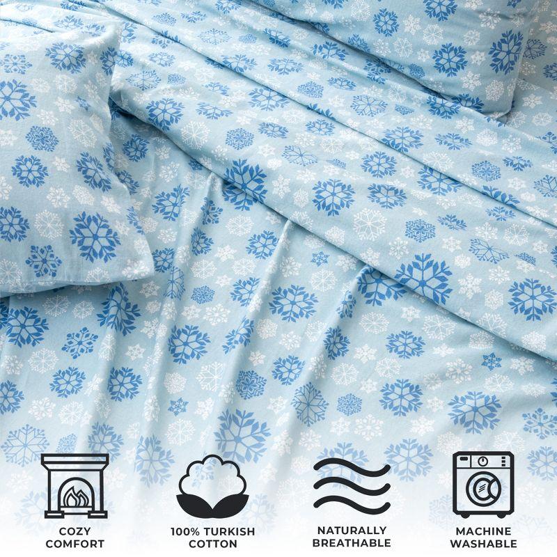100% Turkish Cotton Holiday Printed Flannel Sheet Set
