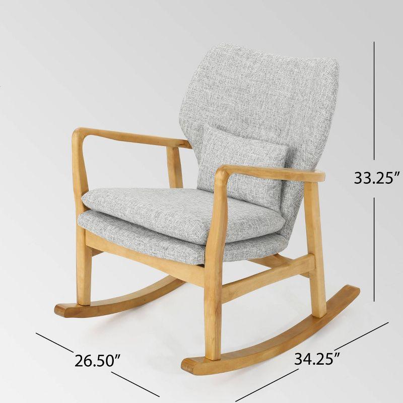 Benny Mid Century Modern Fabric Rocking Chair Light Gray: Birch Frame, Tufted Back - Christopher Knight Home