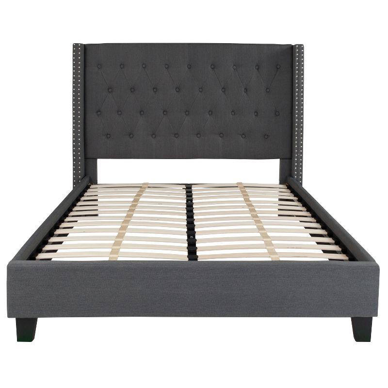 Flash Furniture Riverdale Full Size Tufted Upholstered Platform Bed in Dark Gray Fabric
