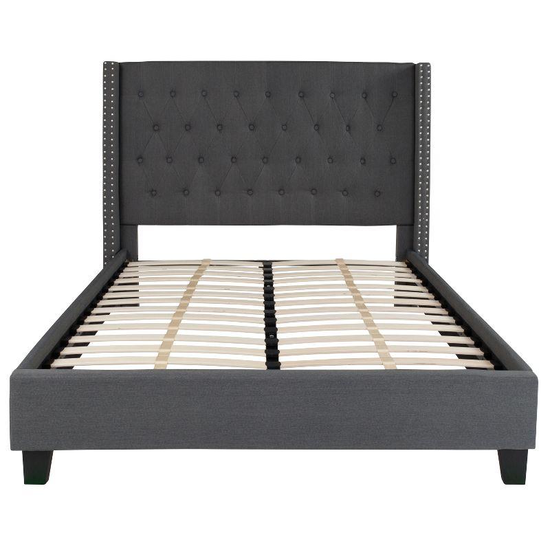 Flash Furniture Riverdale Tufted Upholstered Platform Bed with Accent Nail Trimmed Extended Sides