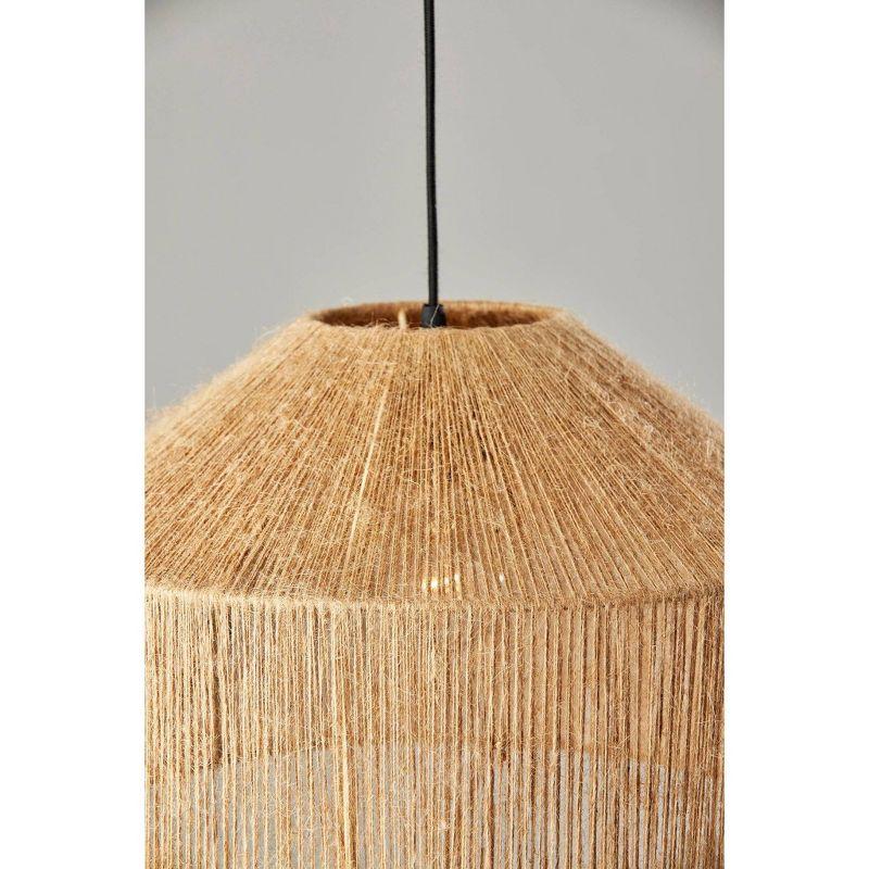 Adesso Amalfi Pendant Black: UL Listed, 15" Dome Rope Shade, Dimmable, Metal Body