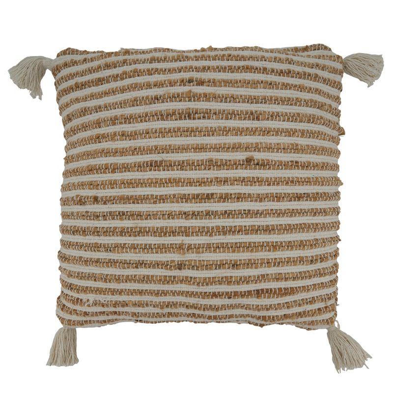 Saro Aziza Collection Tassels Cotton Pillow Cover