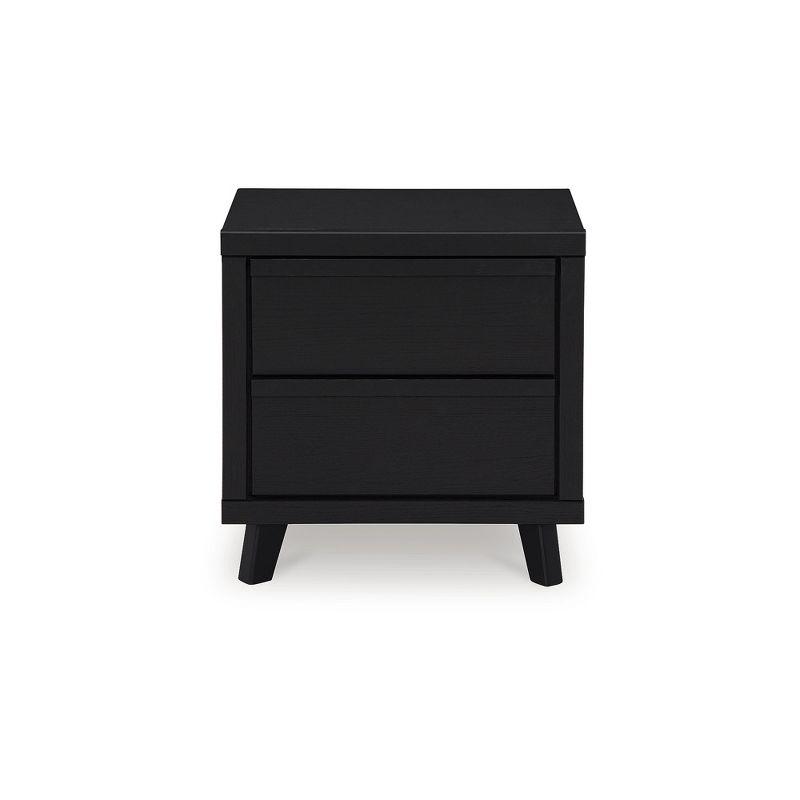 Signature Design by Ashley Danziar Modern 2 Drawers Nightstand with USB & Qi Charging Options, Black