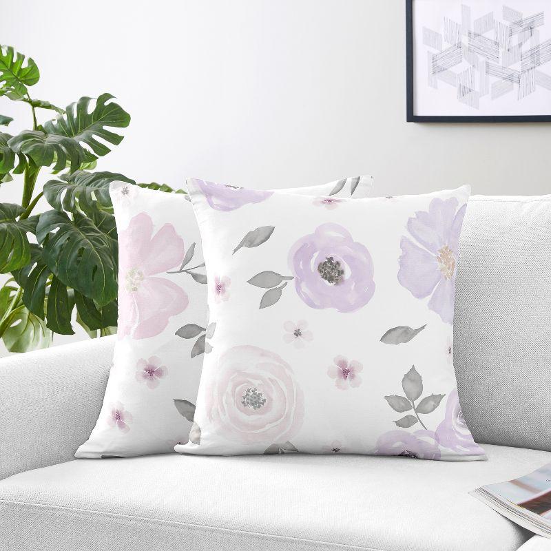 Watercolor Floral Square Pillow Cover & Insert