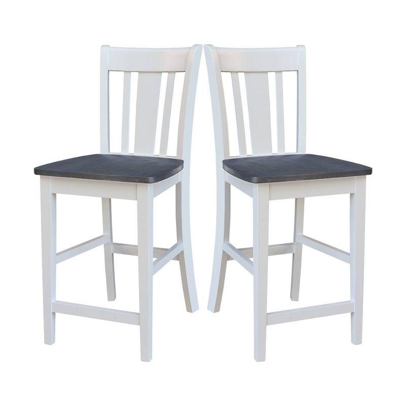 24" San Remo Counter Height Barstool White - International Concepts: Hardwood Frame, Armless Design, Fixed Seat