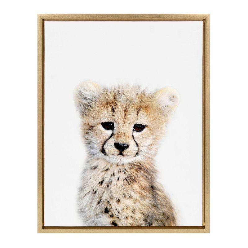 Gold Framed Baby Cheetah Canvas Wall Art