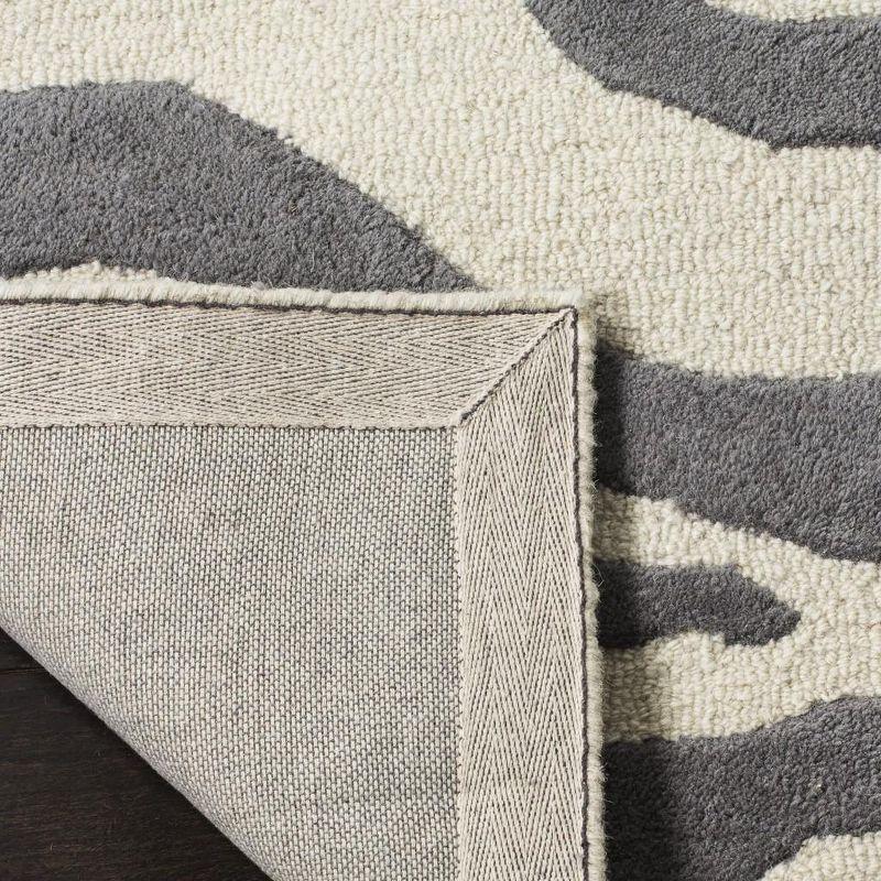 Ivory and Dark Grey Hand-Tufted Wool Area Rug