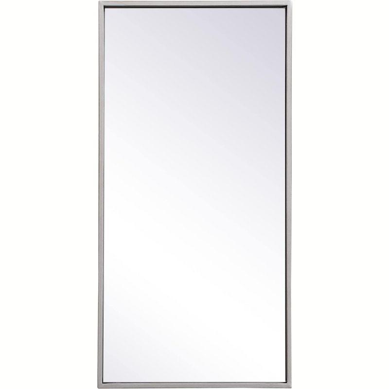 Elegant Lighting Metal frame rectangle mirror 14x28 inch in silver
