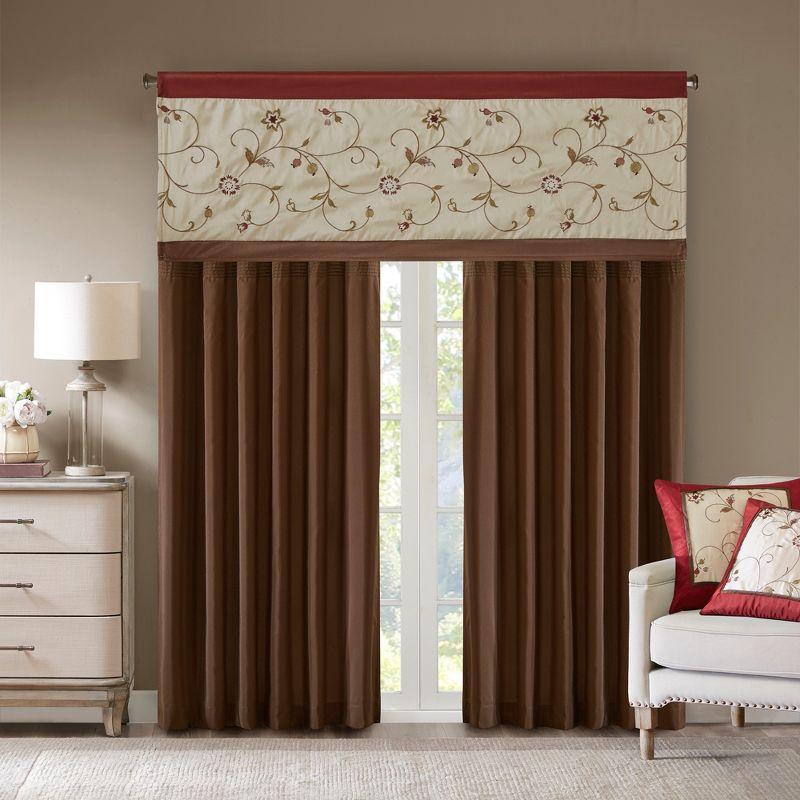 Serene Floral Embroidered 50'' W Window Valance