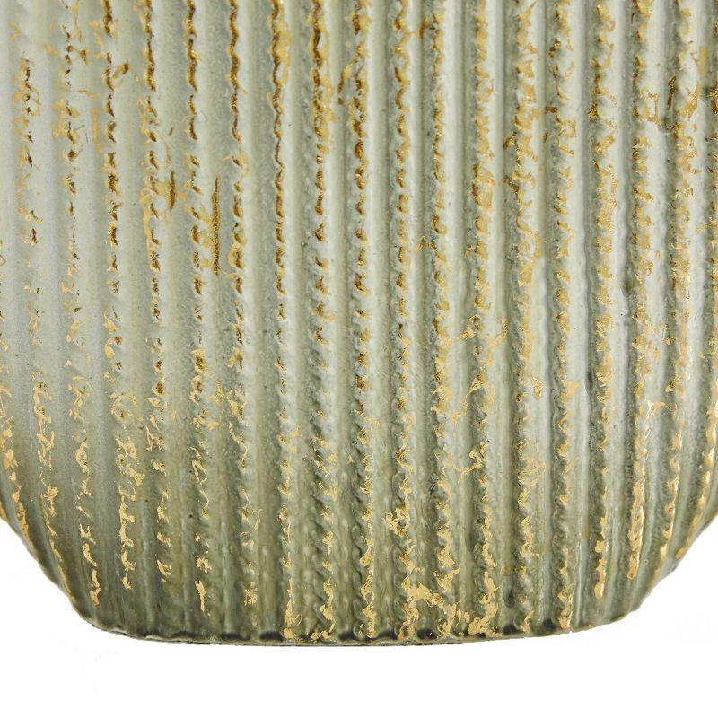 Set of 2 Oval Textured Metal Vase White/Gold - Olivia & May