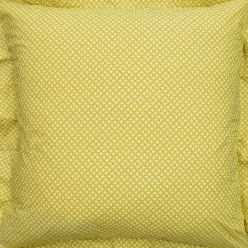 Golden Neutral Crosshatch Cotton Euro Sham with Navy Trim