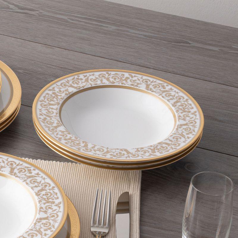 Gold Trimmed Floral Porcelain 12-Piece Dinnerware Set