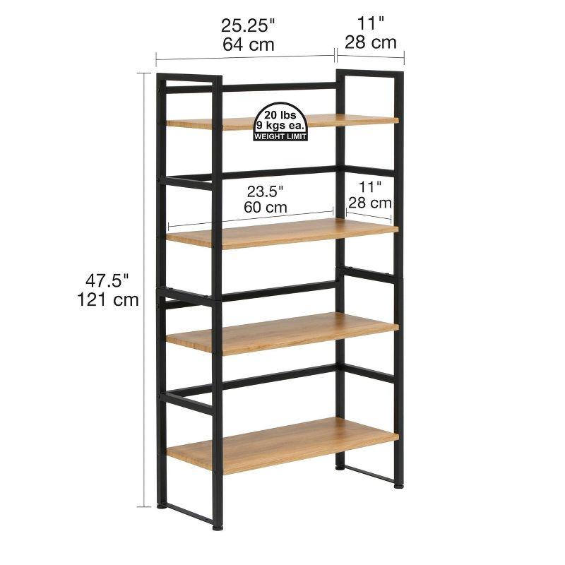 47.5" 4 Shelf or 2 Shelf Stackable Bookshelf Graphite Black/Ashwood - Calico Designs: Modern Metal Frame, Novelty Design