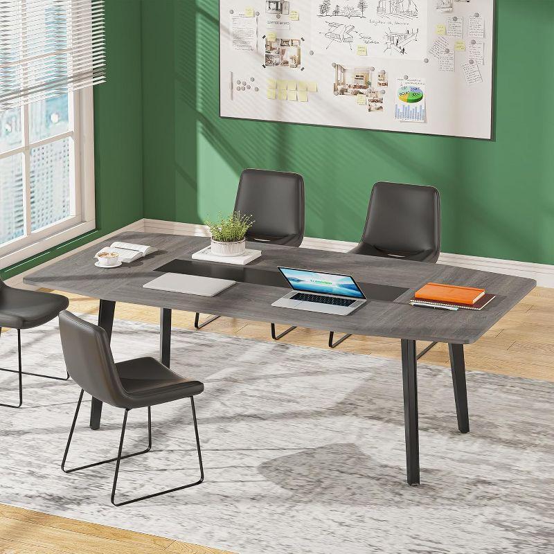Tribesigns 6FT Conference Table, 70.86 Inches Boat Shaped Meeting Table, Modern Seminar Table for Office Meeting Room, Grey