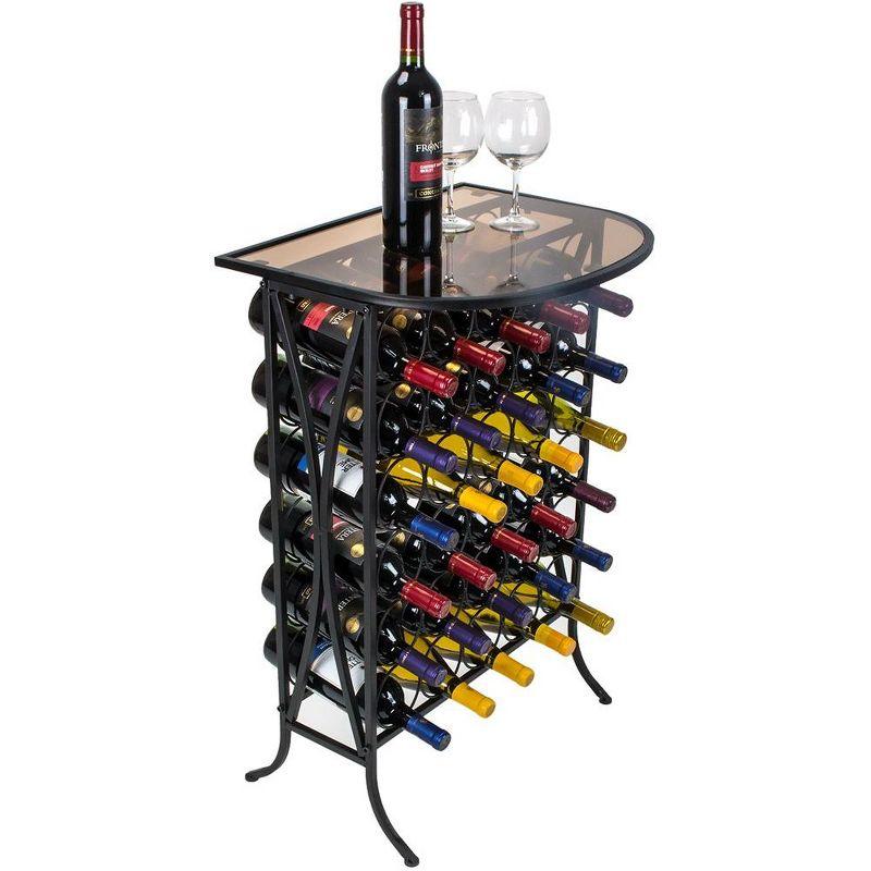 Sorbus Wine Rack Stand Bordeaux Chateau Style with Glass Table - Holds 30 Bottles