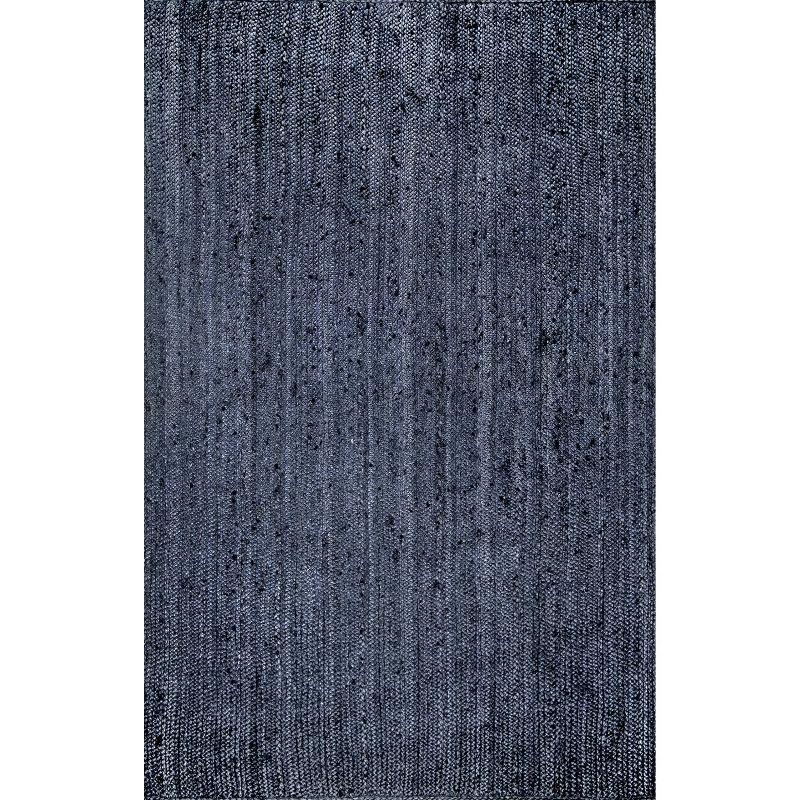 Handcrafted Navy Braided Jute Area Rug - Easy Care 73"x7"