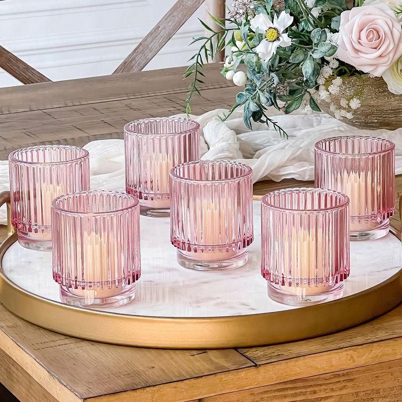 Ribbed Glass Votive Candle Holder (Set of 6)