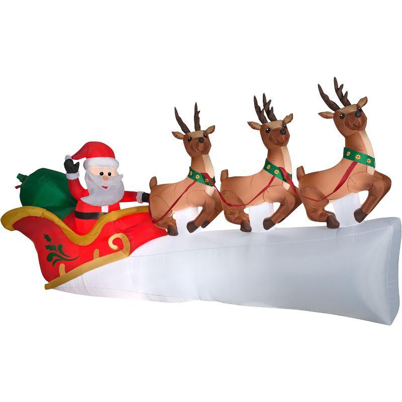 Gemmy Christmas Airblown Inflatable Santa's Flying Sleigh, 5.5 ft Tall, White