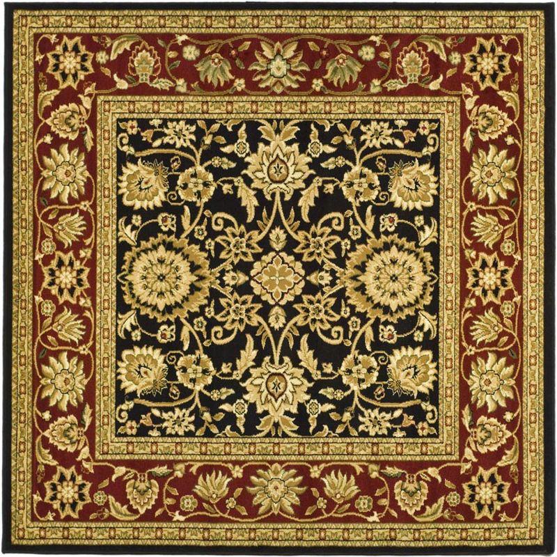 Elegant Traditions 8' Square Black and Red Synthetic Area Rug