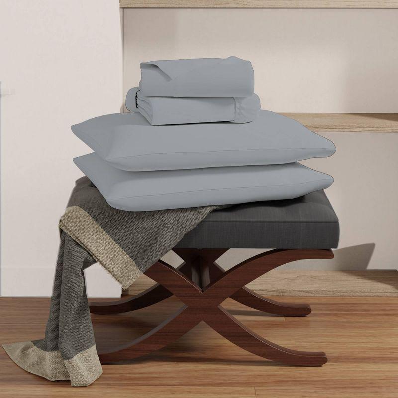 Purity Home Full 300 Thread Count Organic Cotton Percale Sheet Set Light Gray: Includes 1 Fitted, 1 Flat, 2 Pillowcases, OEKO-TEX Certified