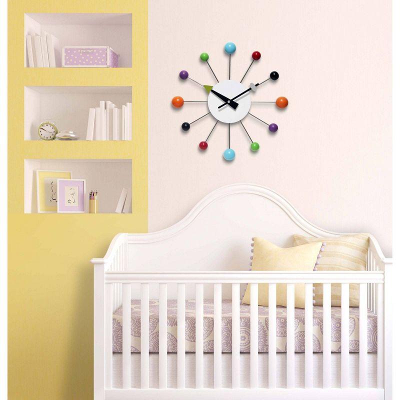 15" Orb Spoke Retro Wall Clock White - Infinity Instruments: Modern Analog Display, Indoor Use, Metal Frame