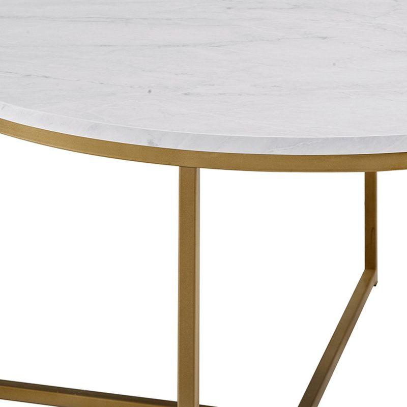 Vivian Glam X Leg Round Coffee Table Faux Marble - Saracina Home