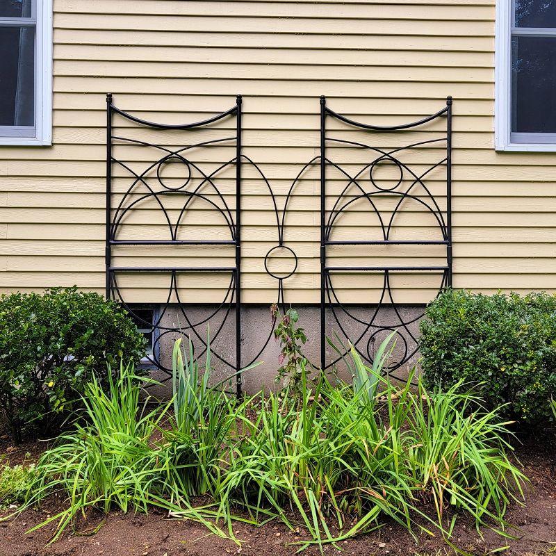 Achla Designs 86.25"H Powdercoated Wrought Iron Outdoor Garden Aurora Trellis Black